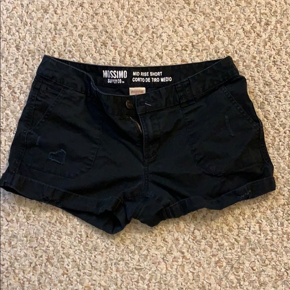 Black Mid Rise Shorts - Picture 1 of 2